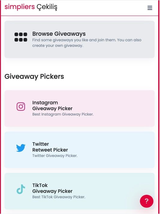 Simpliers giveaway picker on tablet